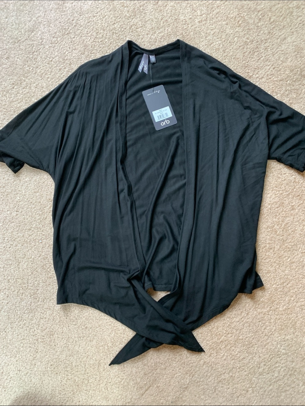 orb Black Draped Tie-Front Women's Top